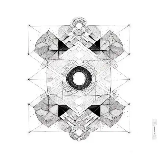 bauhaus, abstract, black and white, patchwork tattoo design idea