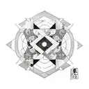 bauhaus, abstract, black and white, patchwork tattoo design idea