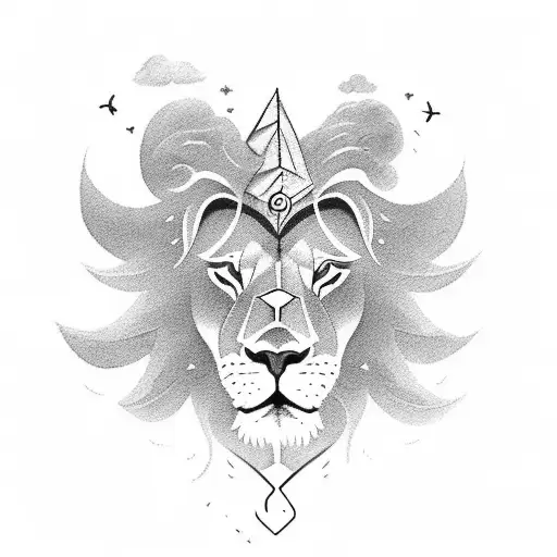 Lion 3 crosses clouds forearm sleeve  tattoo design idea