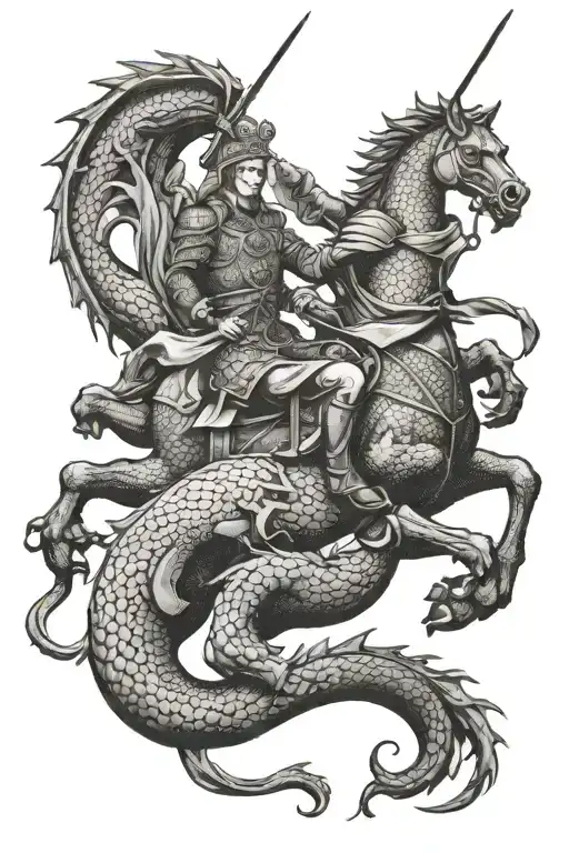 St. George killing the dragon tattoo design idea