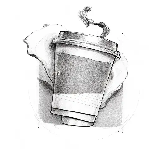 a cup of coffee and a croissant tattoo design idea