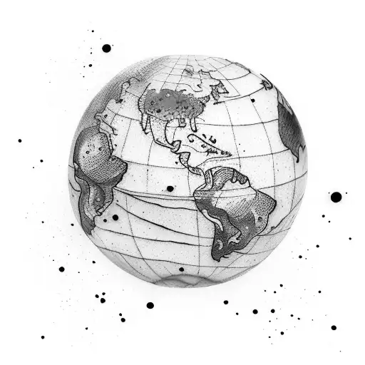 A stunning tattoo of a globe with a trail of colorful ink splatters, representing the client's love for travel and art tattoo design idea