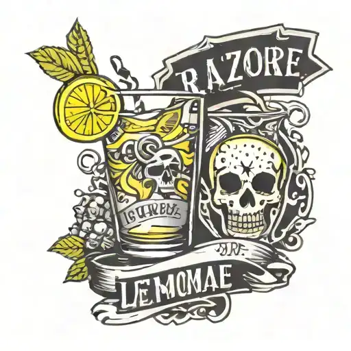 razor blade and glass of lemonade with the words some days around it tattoo design idea