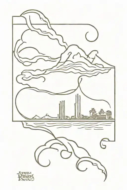 lord of the rings, food, water waves tattoo design idea