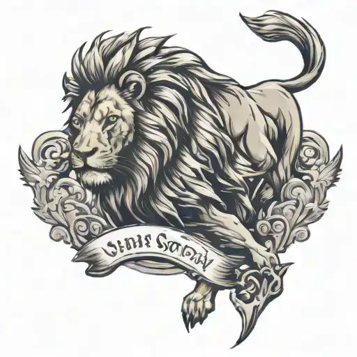 lion and Sparta warrios small tatto and whit qoute no weapon formed against me shall prosper tattoo design idea
