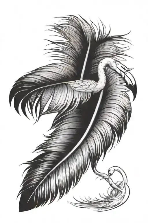 flamingo feather tattoo design idea