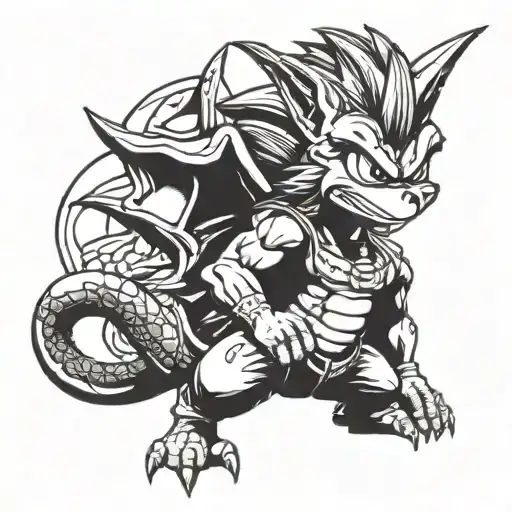 spyro crash goku 90s tattoo tattoo design idea