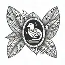 A minimalist coffee bean with a tiny animal silhouette inside tattoo design idea