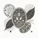 A minimalist coffee bean with a tiny animal silhouette inside tattoo design idea