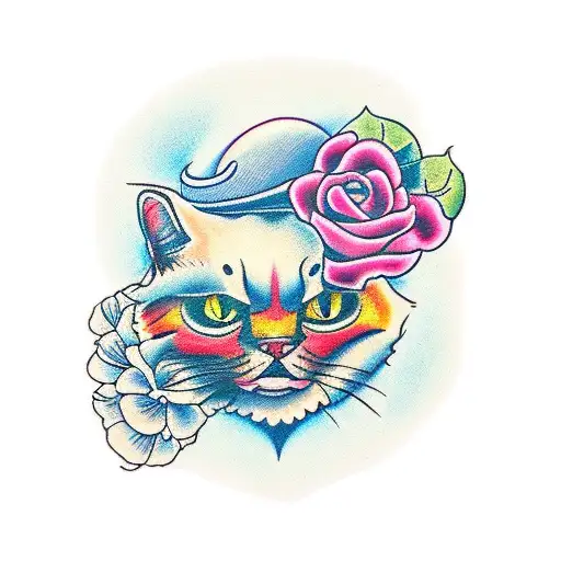 amor a los gatos tattoo design idea