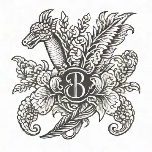 snapdragon with letters KTB tattoo design idea