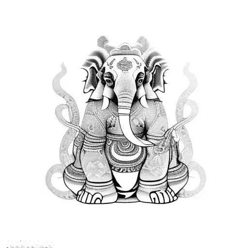 kangiten the  Japanese buddhist elephant god tattoo design idea