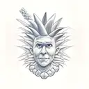 Pineapple rubber hose style with face, arms and legs tattoo design idea