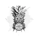 Pineapple rubber hose style with face, arms and legs tattoo design idea