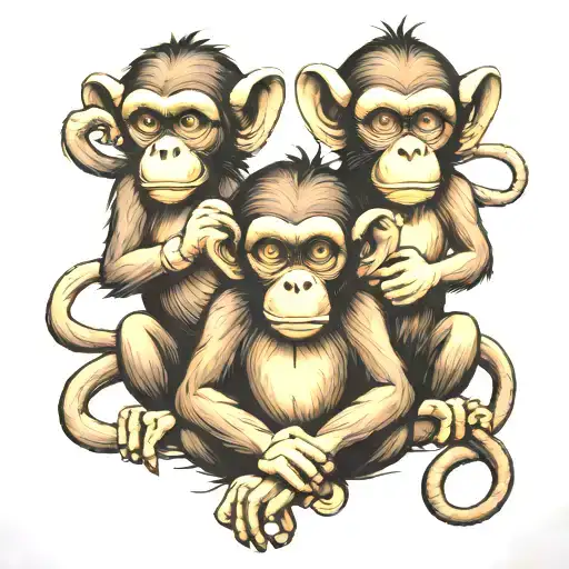 Three Monkeys See No Evil tattoo design idea