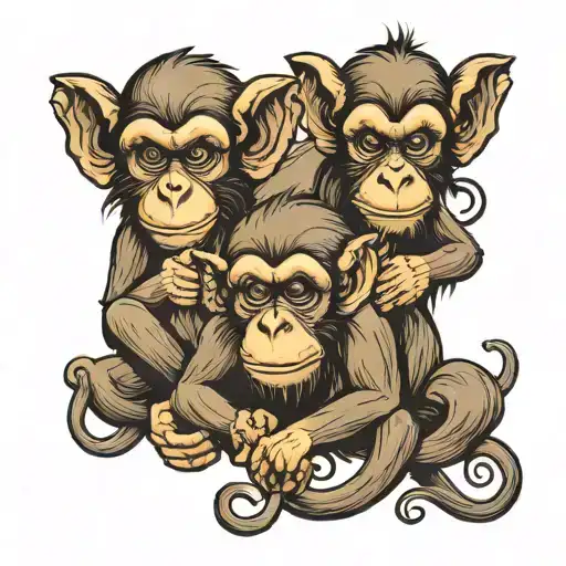 Three Monkeys See No Evil tattoo design idea