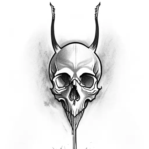 skull with Cardinal bird  tattoo design idea