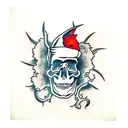 skull with Cardinal bird  tattoo design idea