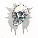 skull with Cardinal bird  tattoo design idea