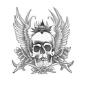skull with Cardinal bird  tattoo design idea