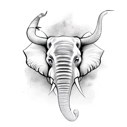 face of half bull and half elephant tattoo design idea