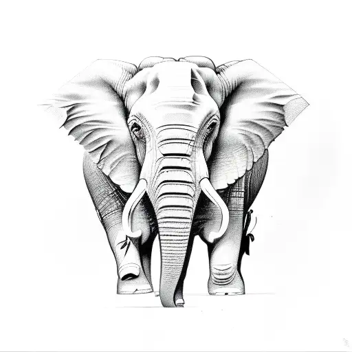  half bull and half elephant face tattoo design idea