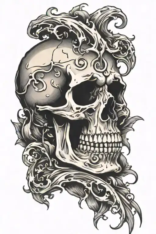 skull crying black tears  tattoo design idea