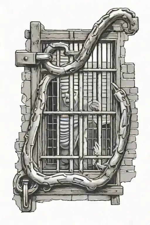 ghost Casper prison bars handcuffs barred window tattoo design idea