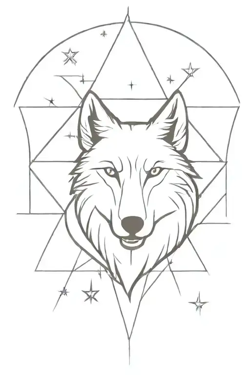 wolf 8 pointed star weapon tattoo design idea
