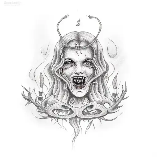 Salem witch burning at the steak  tattoo design idea