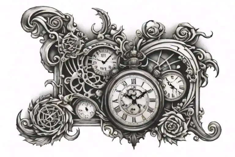 clock melting and I want it to say respect the past create the future tattoo design idea