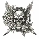 guild and skull wings freedom tattoo design idea