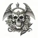 guild and skull wings freedom tattoo design idea
