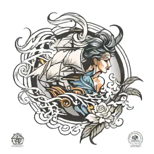 Wind blowing tattoo design idea