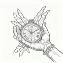 a clock melting between two hands holding tattoo design idea