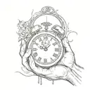 a clock melting between two hands holding tattoo design idea