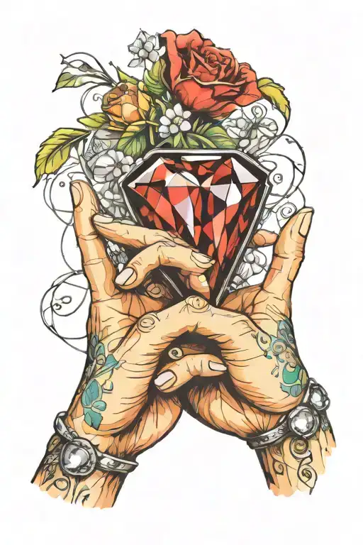 i love you in sign language with a diamond jewel tattoo design idea