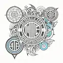A tattoo design incorporating Inter Milan and OGC Nice logos in a creative way tattoo design idea