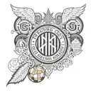 A tattoo design incorporating Inter Milan and OGC Nice logos in a creative way tattoo design idea