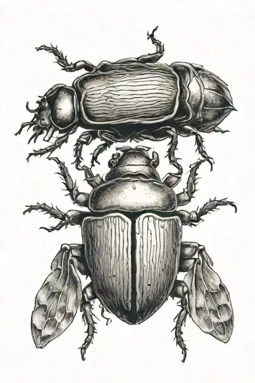 A Beetle with two heads in the middle of the shins  tattoo design idea