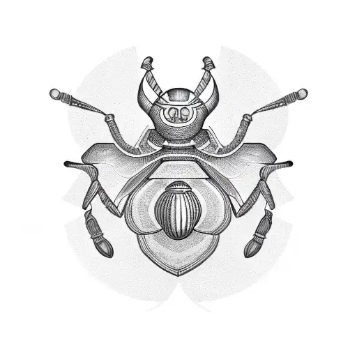 scarab surrounded by Egyptian hieroglyphs tattoo design idea
