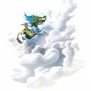 fujin and raijin riding on the clouds tattoo design idea