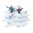 fujin and raijin riding on the clouds tattoo design idea