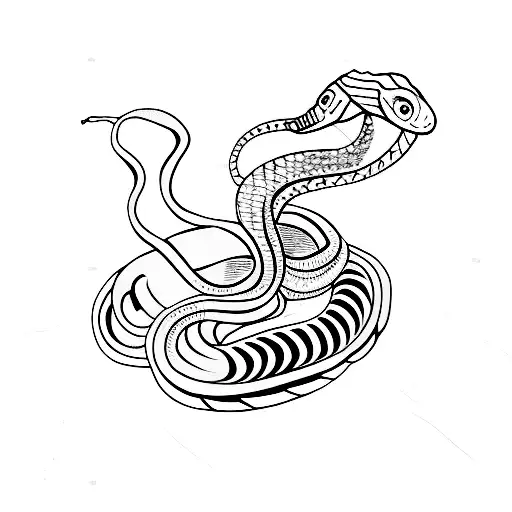 Snake coiled around a wine bottle tattoo design idea