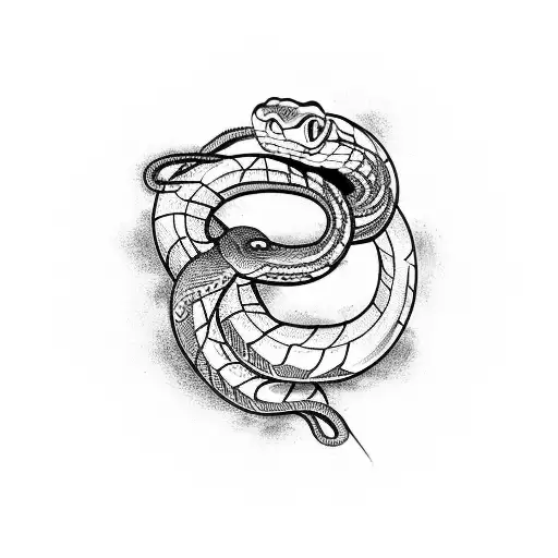 Snake coiled around a wine bottle tattoo design idea
