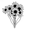 bouquet with daisy, lily of the valley, and chrysanthemum tattoo design idea