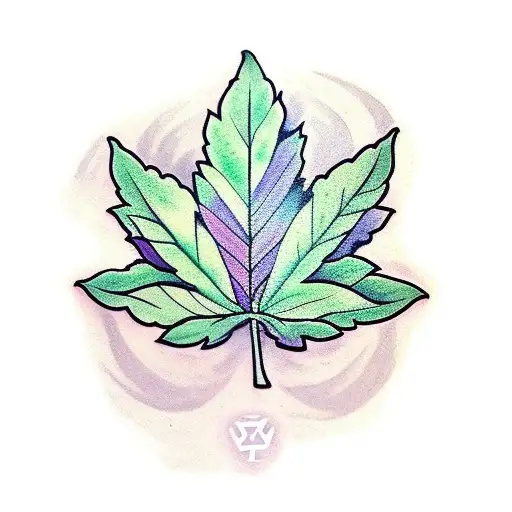 cannabis leaf with the quote "Inhale the good, exhale the bad" tattoo design idea