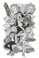 rick and morty & back to the future tattoo design idea