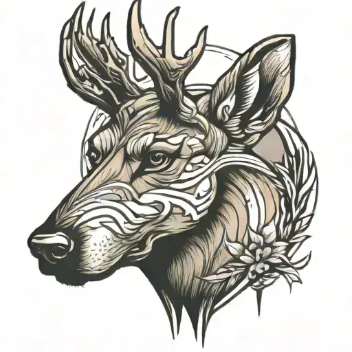 bloodhound tracking deer tattoo design idea