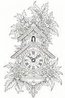 German cuckoo clock with edelweiss surrounding  tattoo design idea
